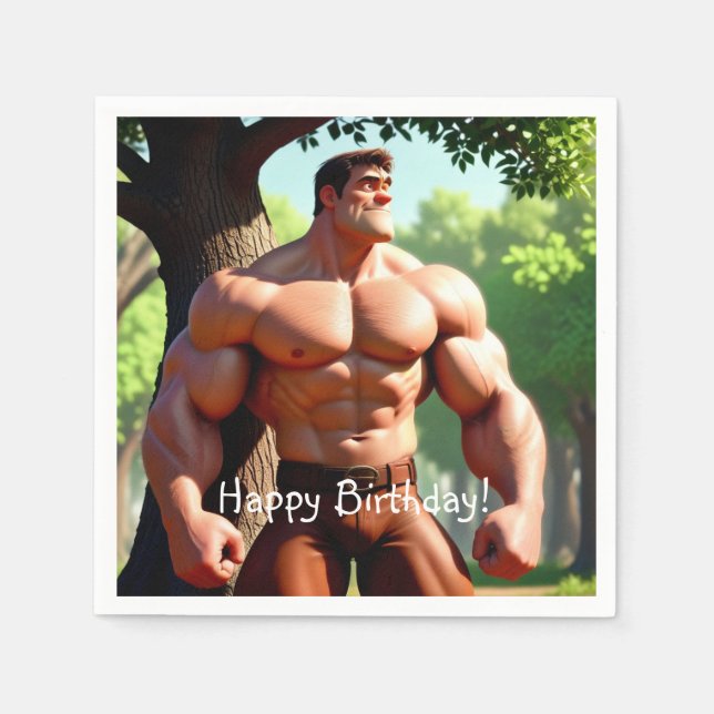 Servilleta De Papel Cumpleaños de Bodybuilder (Anverso)