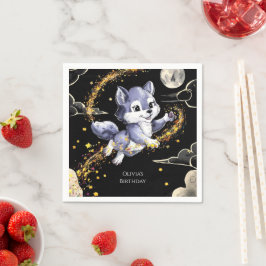 Servilleta De Papel Cumpleaños de Boho Howling Wolf