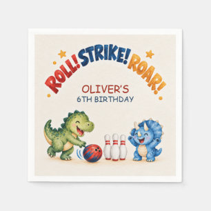 Servilleta De Papel Cumpleaños de bolos de dinosaurio de acuarela roja