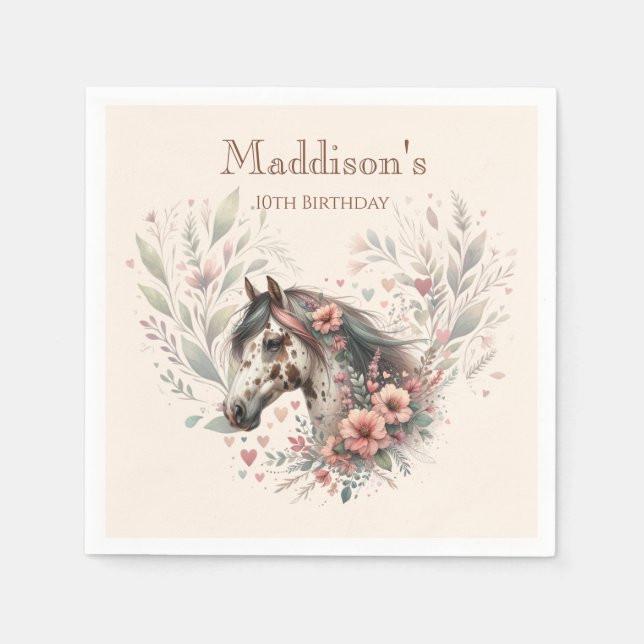 Servilleta De Papel Cumpleaños de caballo Appaloosa  (Anverso)
