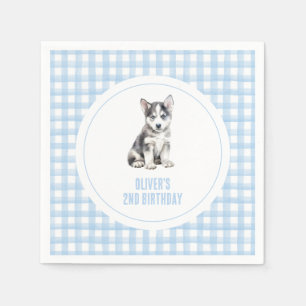 Servilleta De Papel Cumpleaños de cachorro preppy de cuadros
