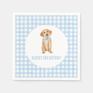 Servilleta De Papel Cumpleaños de cachorro preppy de cuadros