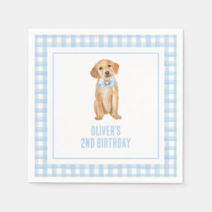 Servilleta De Papel Cumpleaños de cachorro preppy de cuadros