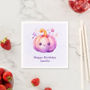 Servilleta De Papel Cumpleaños de Calabaza Pastel con Estrellas