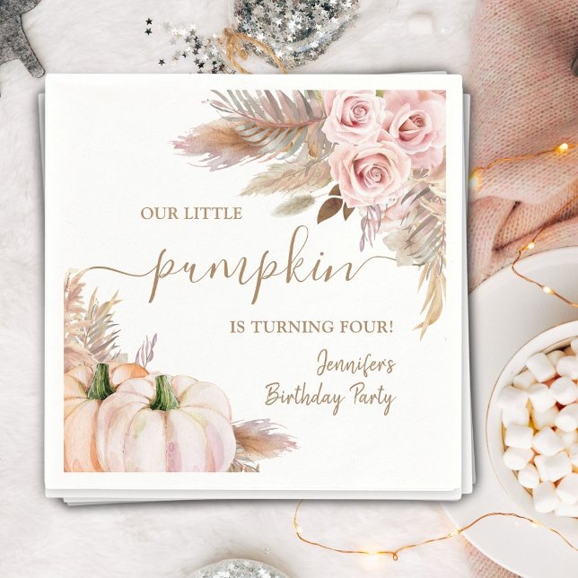 Servilleta De Papel Cumpleaños de Calabazas Niña Boho Otoño  (Subido por el creador)