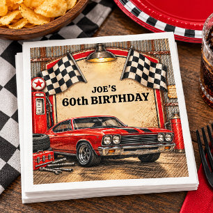 Servilleta De Papel Cumpleaños de carreras de Muscle Car de garaje clá