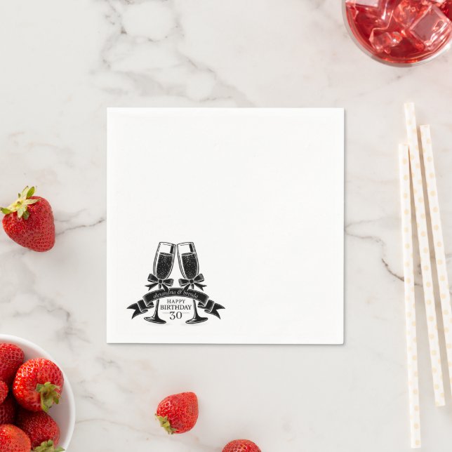 Servilleta De Papel Cumpleaños de Champagne con Lazo (In situ)