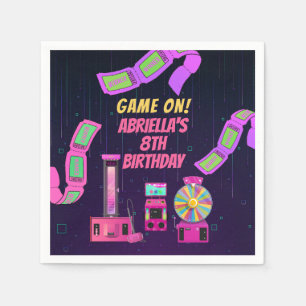 Servilleta De Papel Cumpleaños de chicas jugando y arcade