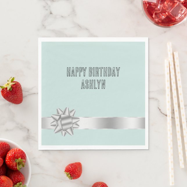 Servilleta De Papel Cumpleaños de Cinta Cinta Cinta Plata Mint (In situ)