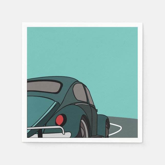 Servilleta De Papel Cumpleaños de Coche Clásico Azul (Anverso)