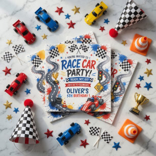 Servilleta De Papel Cumpleaños de Coche de Carreras   Fiesta de Cumple
