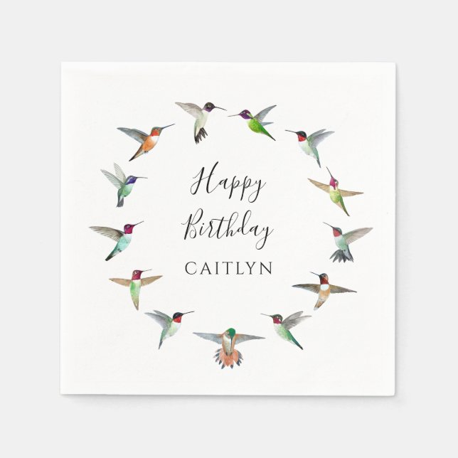Servilleta De Papel Cumpleaños de colibríes  (Anverso)