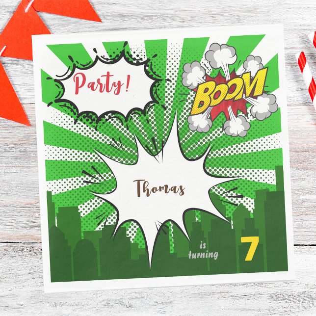 Servilleta De Papel cumpleaños de comedia verde de arte pop (Subido por el creador)