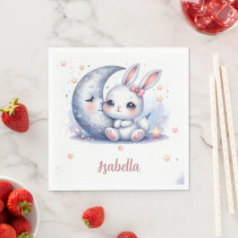 Servilleta De Papel cumpleaños de conejito lindo y la luna