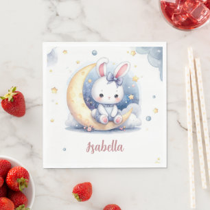 Servilleta De Papel cumpleaños de conejito lindo y luna encantadora
