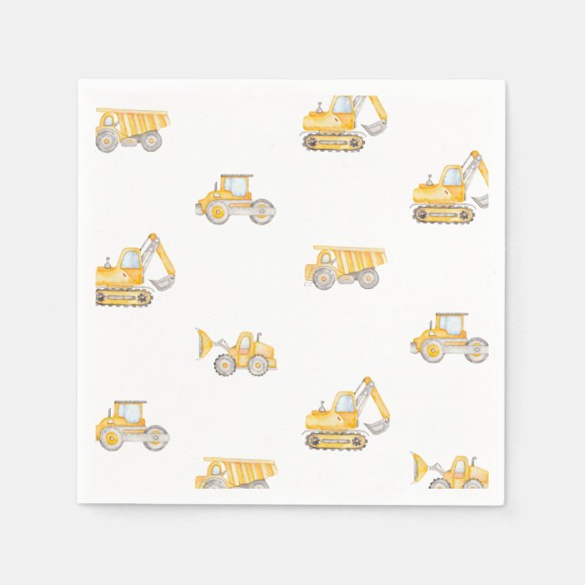 Servilleta De Papel Cumpleaños de Construcción Camiones Volquete Cumpl (Anverso)