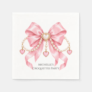 Servilleta De Papel Cumpleaños de Coquette Rosa y Perlas