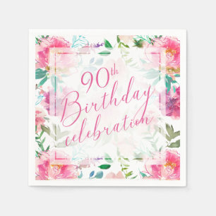 Servilleta De Papel Cumpleaños de cualquier edad con flores tropicales