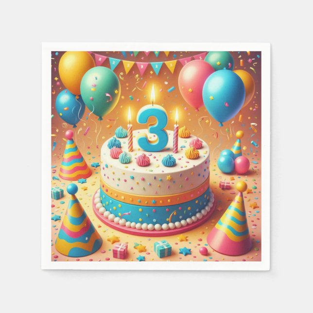 Servilleta De Papel cumpleaños de cuatro años (Anverso)