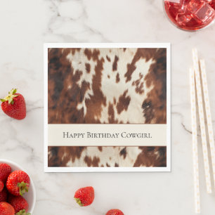 Servilleta De Papel Cumpleaños de cuero de vaca crema marrón occidenta