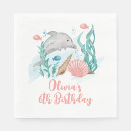 Servilleta De Papel Cumpleaños de delfín bajo el mar