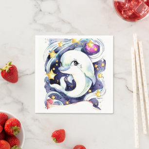 Servilleta De Papel Cumpleaños de delfín infantil nautical simple