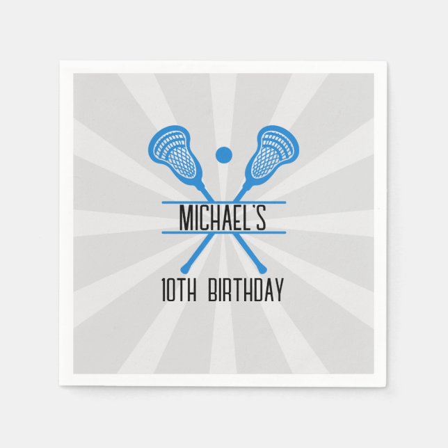 Servilleta De Papel Cumpleaños de Deportes de Lacrosse (Anverso)