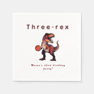 Servilleta De Papel Cumpleaños de Dino baloncesto Tres-Rex