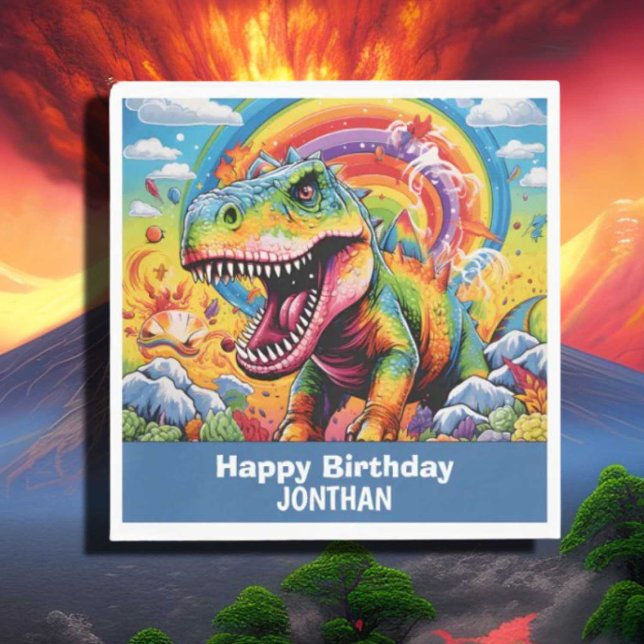 Servilleta De Papel cumpleaños de dinosaurio colorido lindo (Cute Colorful Dinosaur Birthday Napkins for a Fun Party!)
