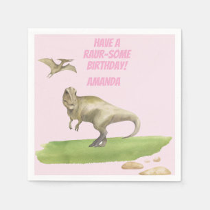 Servilleta De Papel Cumpleaños de dinosaurio para niñas