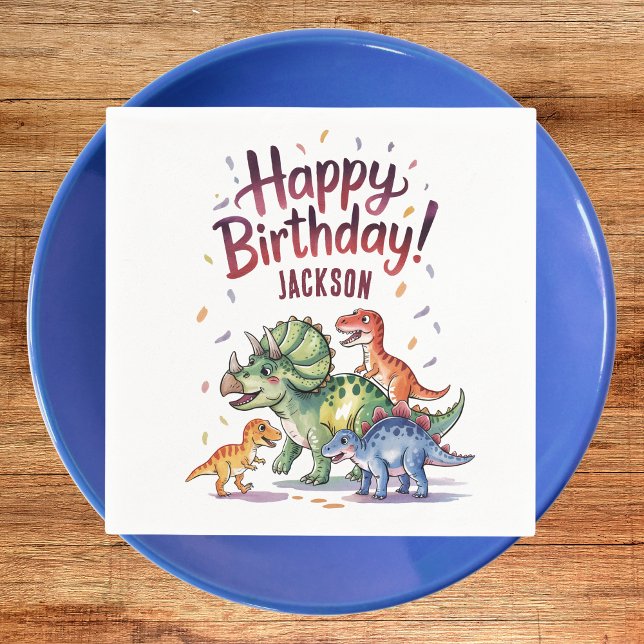 Servilleta De Papel Cumpleaños de dinosaurio personalizado lindo (Subido por el creador)