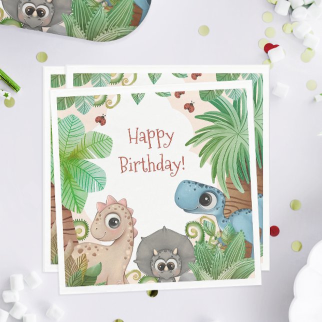 Servilleta De Papel Cumpleaños de dinosaurios para niños (Dinosaur Birthday Party Napkins)