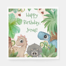 Servilleta De Papel Cumpleaños de Dinosaurios para Niños Personalizado