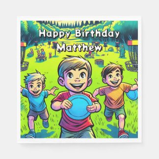 Servilleta De Papel Cumpleaños de Disk Golf Boy personalizado