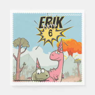 Servilleta De Papel Cumpleaños de divertido dinosaurio de dibujos anim