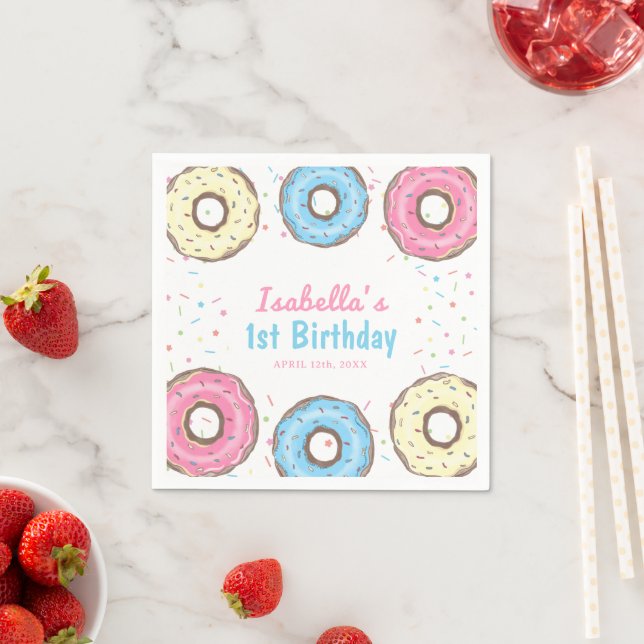 Servilleta De Papel Cumpleaños de Donut con Sprinkles Sweet One (In situ)
