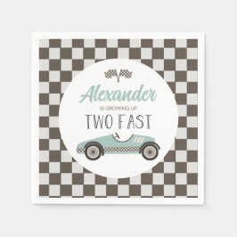 Servilleta De Papel Cumpleaños de dos coches de carreras azules rápido