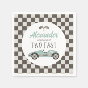Servilleta De Papel Cumpleaños de dos coches de carreras azules rápido