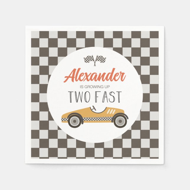 Servilleta De Papel Cumpleaños de dos coches de carreras rápidos (Anverso)