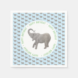 Servilleta De Papel Cumpleaños de elefante bebé azul claro