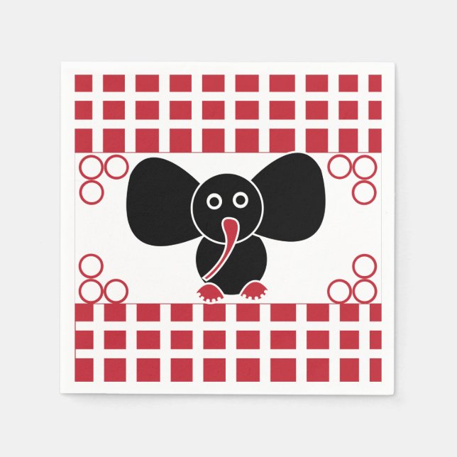 Servilleta De Papel Cumpleaños de Elefante Niña (Anverso)
