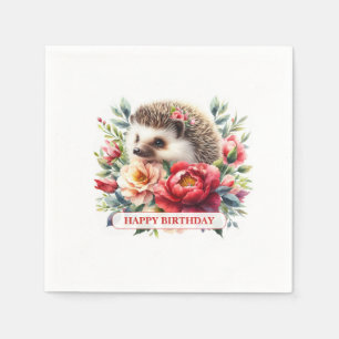 Servilleta De Papel Cumpleaños de erizo de acuarela