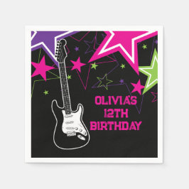 Servilleta De Papel Cumpleaños de estrella de rock Guitarra Estrellas