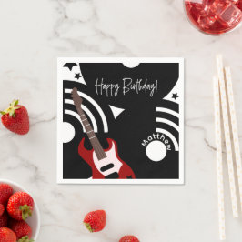 Servilleta De Papel Cumpleaños de estrella de rock musical con guitarr