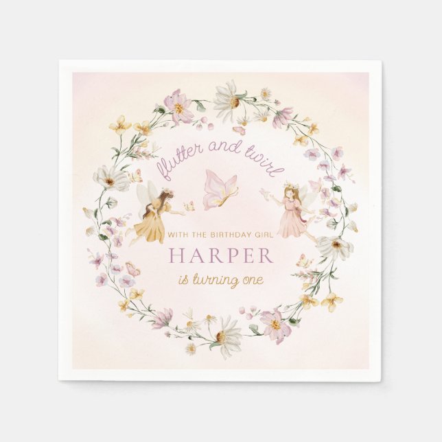 Servilleta De Papel Cumpleaños de Fairy Garden (Anverso)