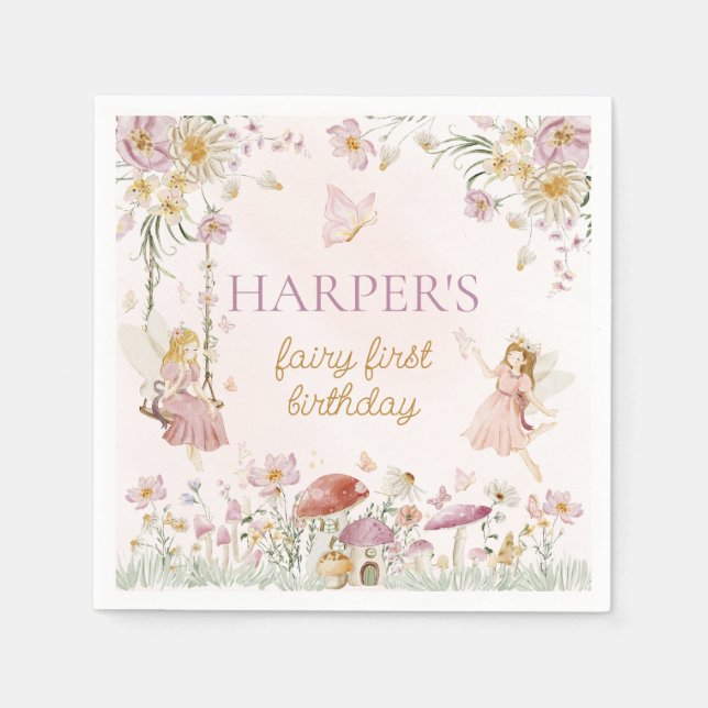 Servilleta De Papel Cumpleaños de Fairy Garden (Anverso)