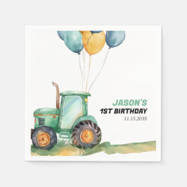 Servilleta De Papel Cumpleaños de Farm Green Tractor
