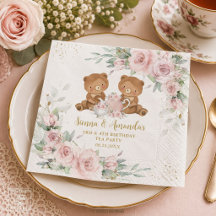 Cumpleaños de fiesta de té de ositos de flores ros