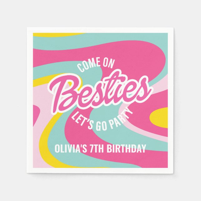 Servilleta De Papel Cumpleaños de fiesta en la piscina de la playa de  (Anverso)