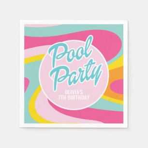 Servilleta De Papel Cumpleaños de fiesta en la piscina de la playa de